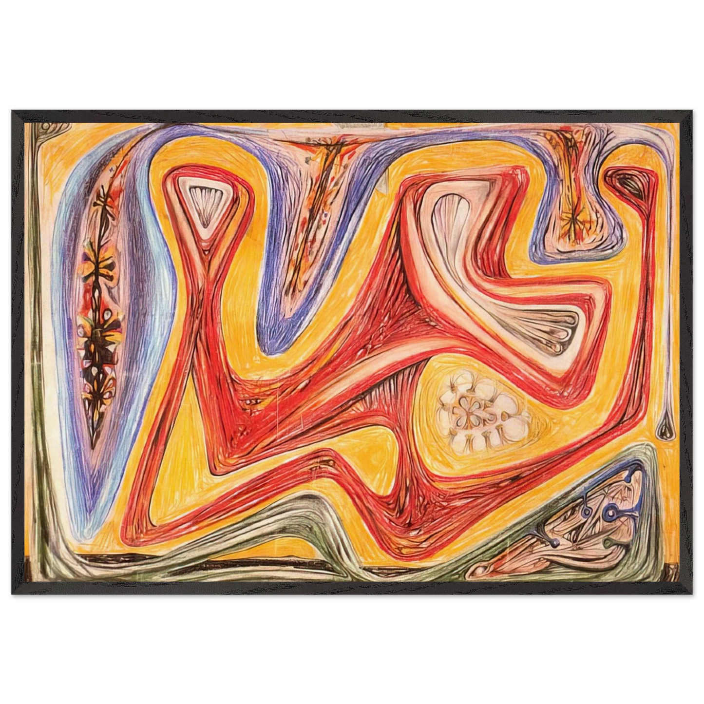 GLANDE FICTION 1938 - Roberto Matta Framed Art Print – Black Wooden Frame - Default Title - -Framed Art Print