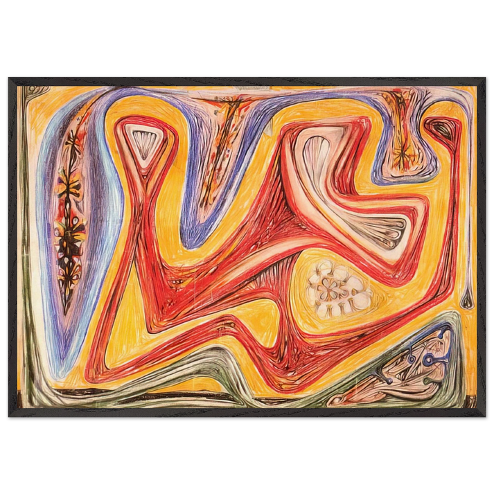 GLANDE FICTION 1938 - Roberto Matta 70x100 cm / 28x40 inches Framed Art Print – Black Wooden Frame