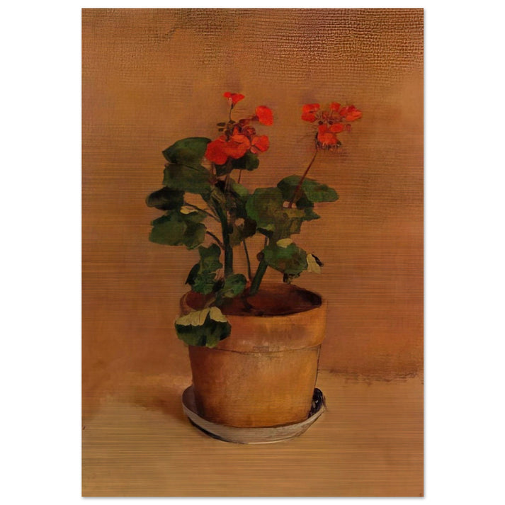 A POT OF GERANIUMS - Odilon Redon Brushed Aluminum Print - 70x100 cm / 28x40 inches | Odilon Redon Aluminum Print | Odilon Redon Prints