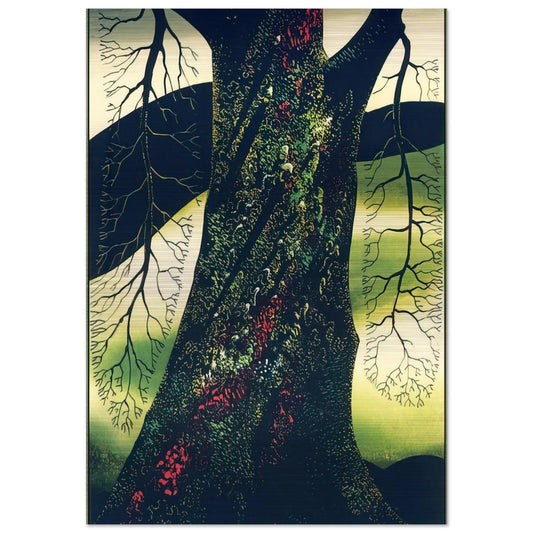 Oak Tree - Eyvind Earle Brushed Aluminum Print - 70x100 cm / 28x40 inches | Eyvind Earle Aluminum Print | Eyvind Earle Prints