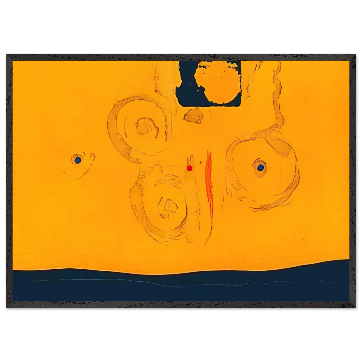 Helen Frankenthaler - Plaza Real - 1988 Wall art - 13x18 cm / 5x7 inches - Premium Wooden Framed Poster With Fine Art Paper - Black frame