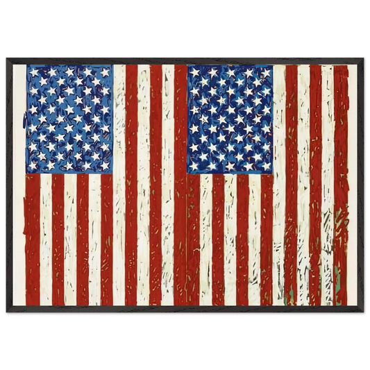 FLAGS I ULAE 128 - Jasper Johns Framed Art Print – Black Wooden Frame - Default Title - -Framed Art Print