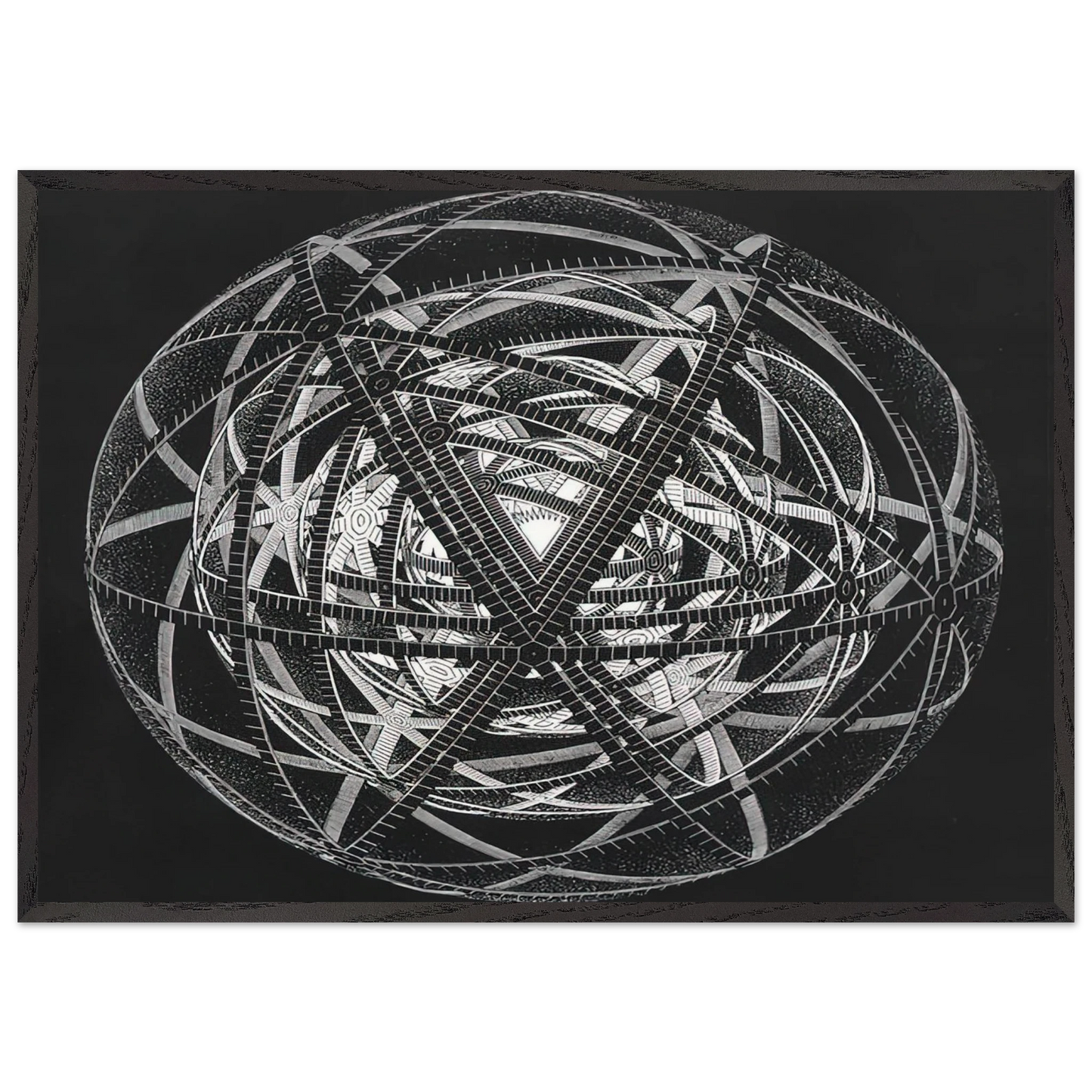 CONCENTRIC RINDS - MC Escher Framed Art Print – Black Wooden Frame - Default Title - -Framed Art Print