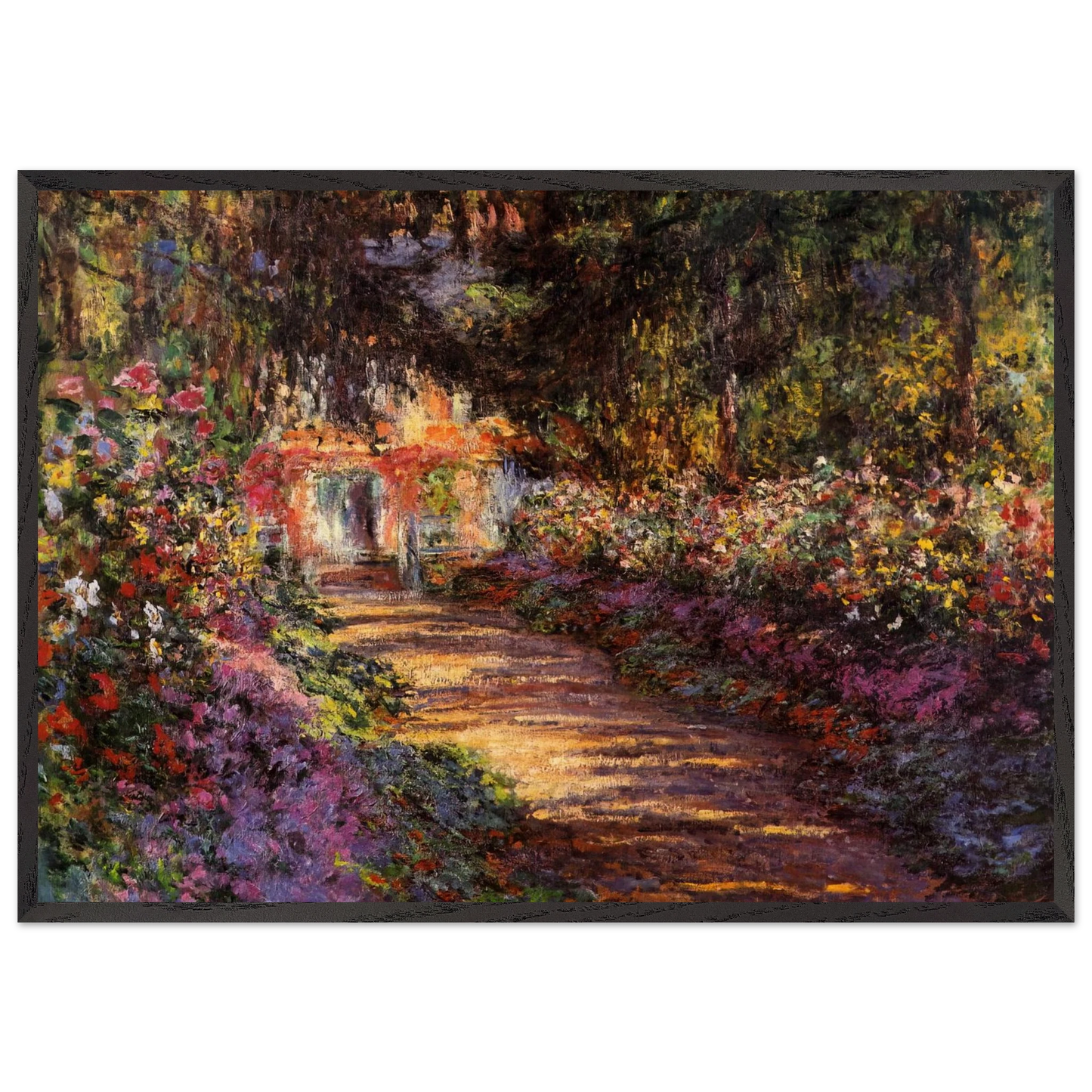 Pathway in Monets Garden at Giverny - claude monet Framed Art Print – Black Wooden Frame - Default Title - -Framed Art Print