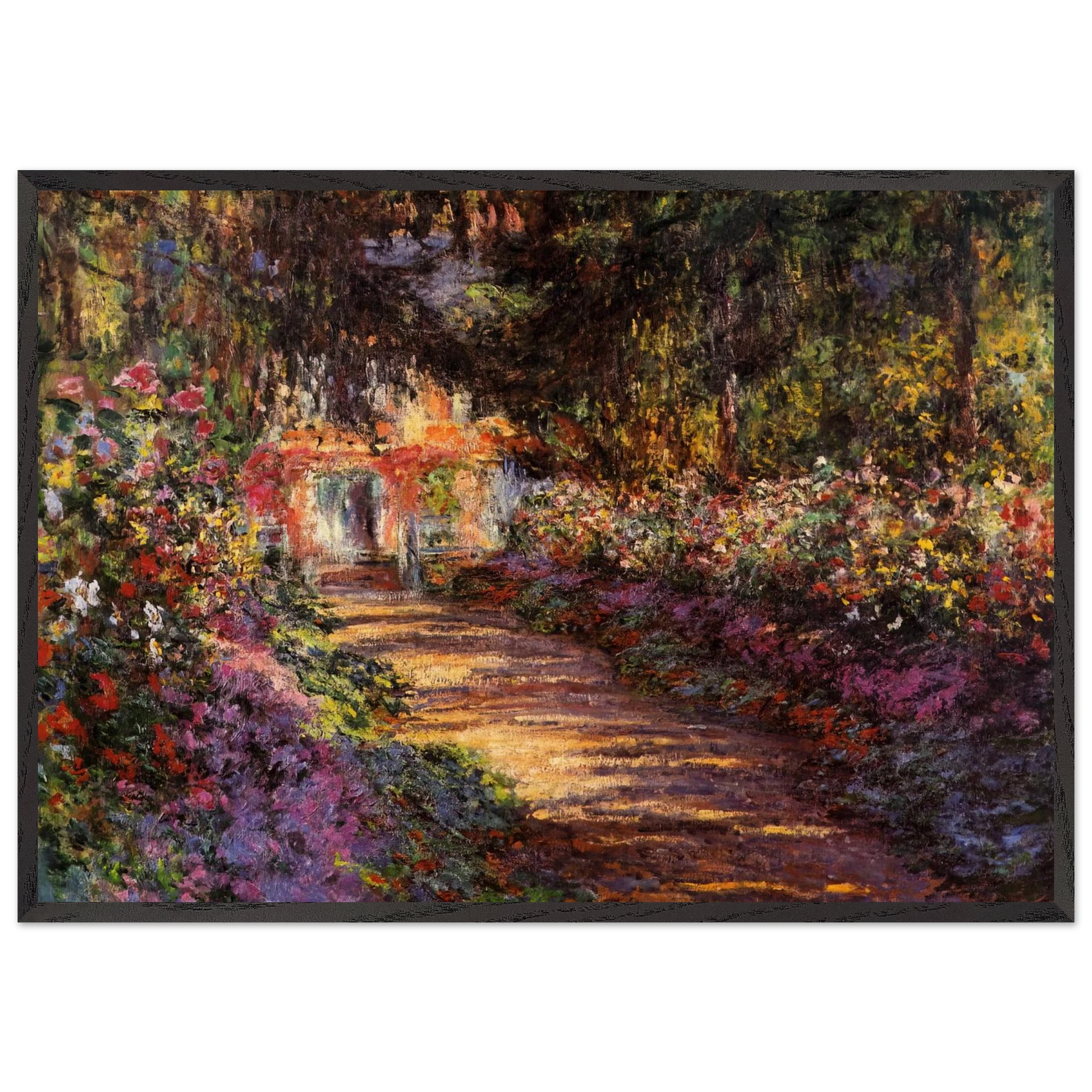 Pathway in Monets Garden at Giverny - claude monet Framed Art Print – Black Wooden Frame - Default Title - -Framed Art Print