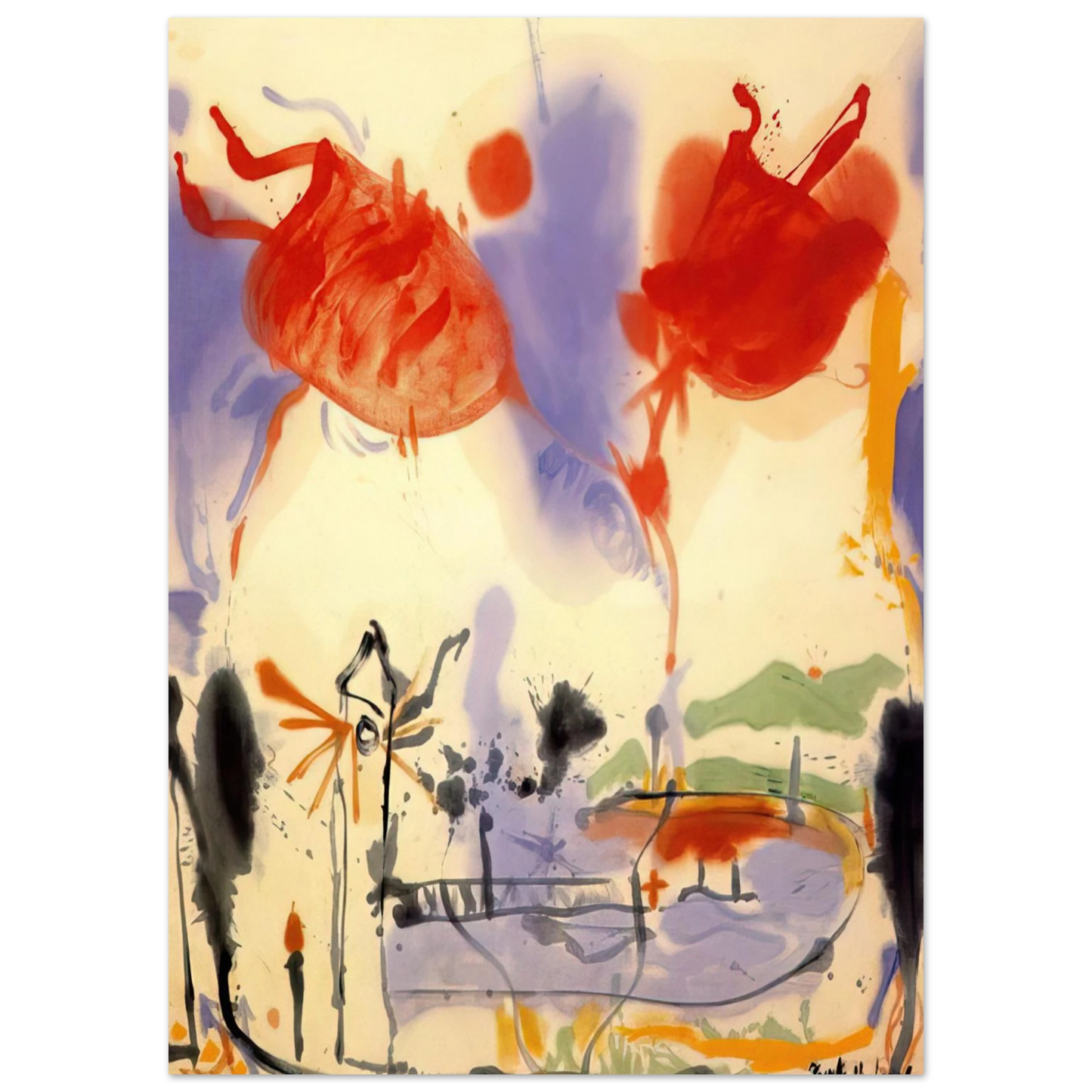 Helen Frankenthaler - Round Trip - 1957 Wall art - 13x18 cm / 5x7 inches - Premium Wooden Framed Poster With Fine Art Paper - White frame
