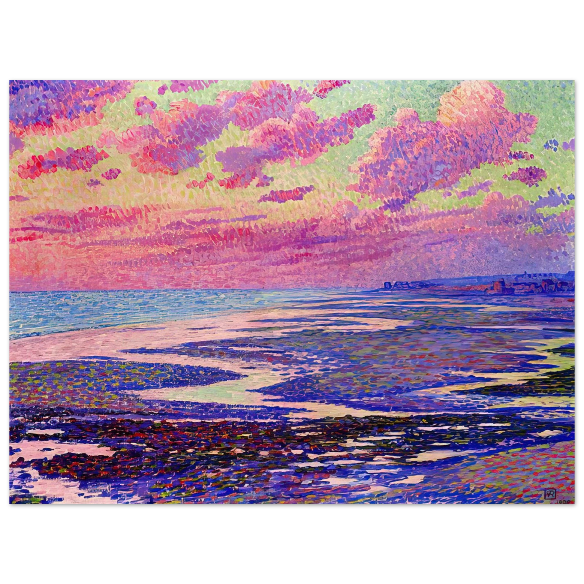 Theo van Rysselberghe - THE BEACH AT AMBLETEUSE AT LOW TIDE 1900 Fine Art Poster - Default Title