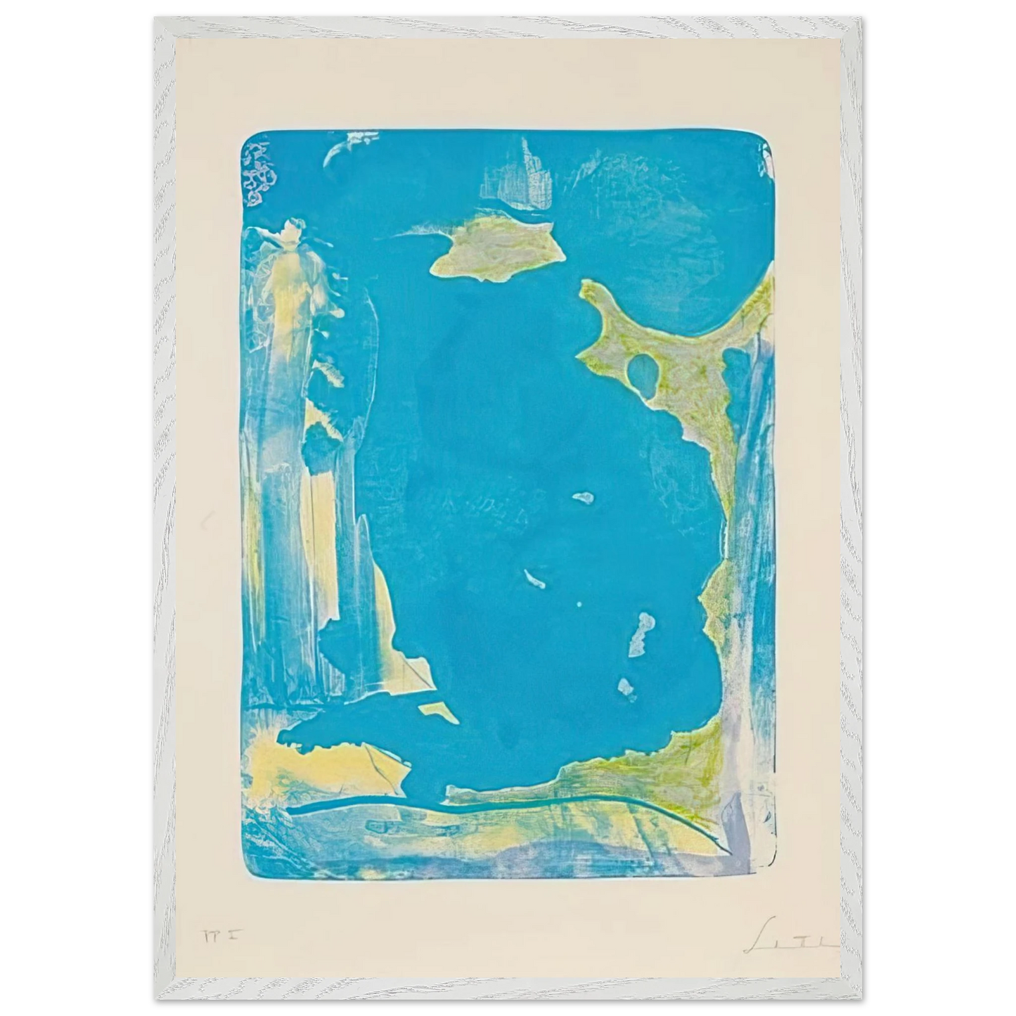 Helen Frankenthaler - Reflections IV - 1995 Wall art - 70x100 cm / 28x40 Inches - Premium Wooden Framed Poster With Fine Art Paper - White frame
