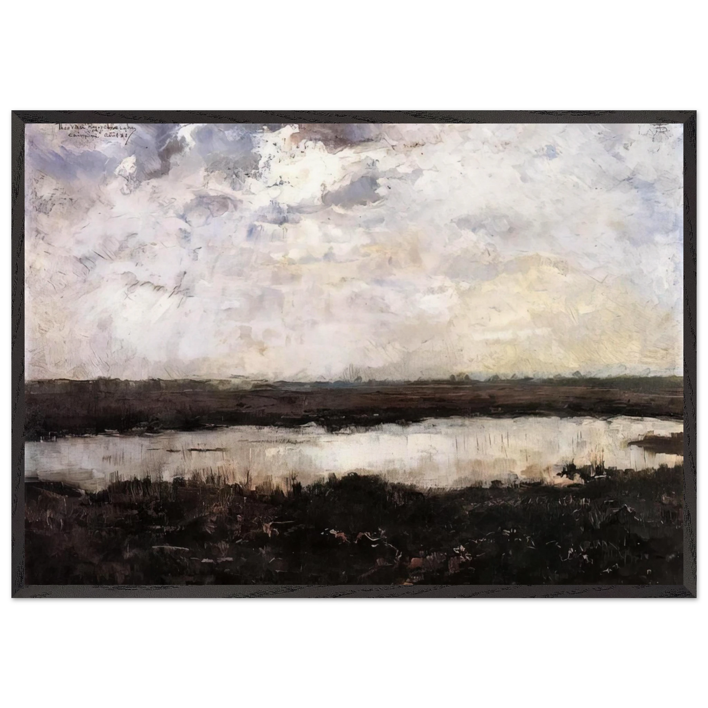 A POND IN CAMPINE 1884 - Theo van Rysselberghe Framed Art Print – Black Wooden Frame - Default Title - -Framed Art Print