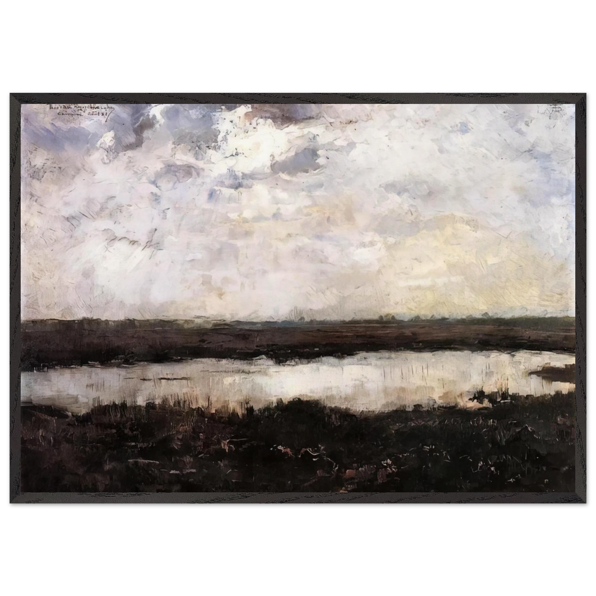 A POND IN CAMPINE 1884 - Theo van Rysselberghe Framed Art Print – Black Wooden Frame - Default Title - -Framed Art Print