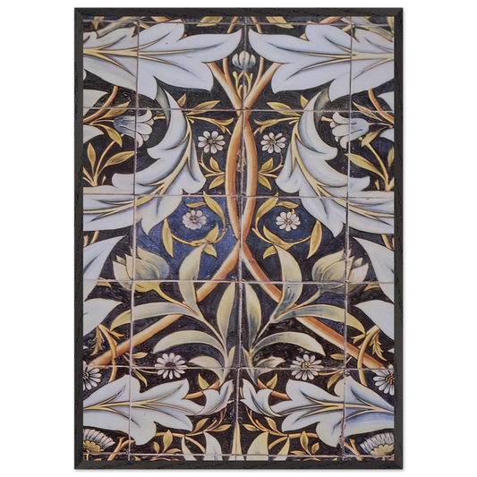 PANEL OF CERAMIC TILES DESIGNED BY MORRIS AND PRODUCED BY WILLIAM DE MORGAN 1876 - William Morris Framed Art Print – Black Wooden Frame - Default Title - -Framed Art Print
