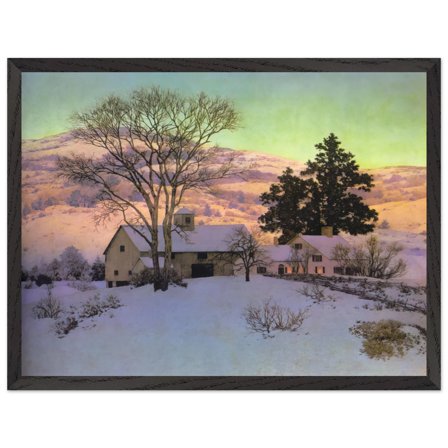 Maxfield Parrish - Afterglow Wall Art - 30x40 cm / 12x16 inches - Premium Wooden Framed Poster With Fine Art Paper - White frame