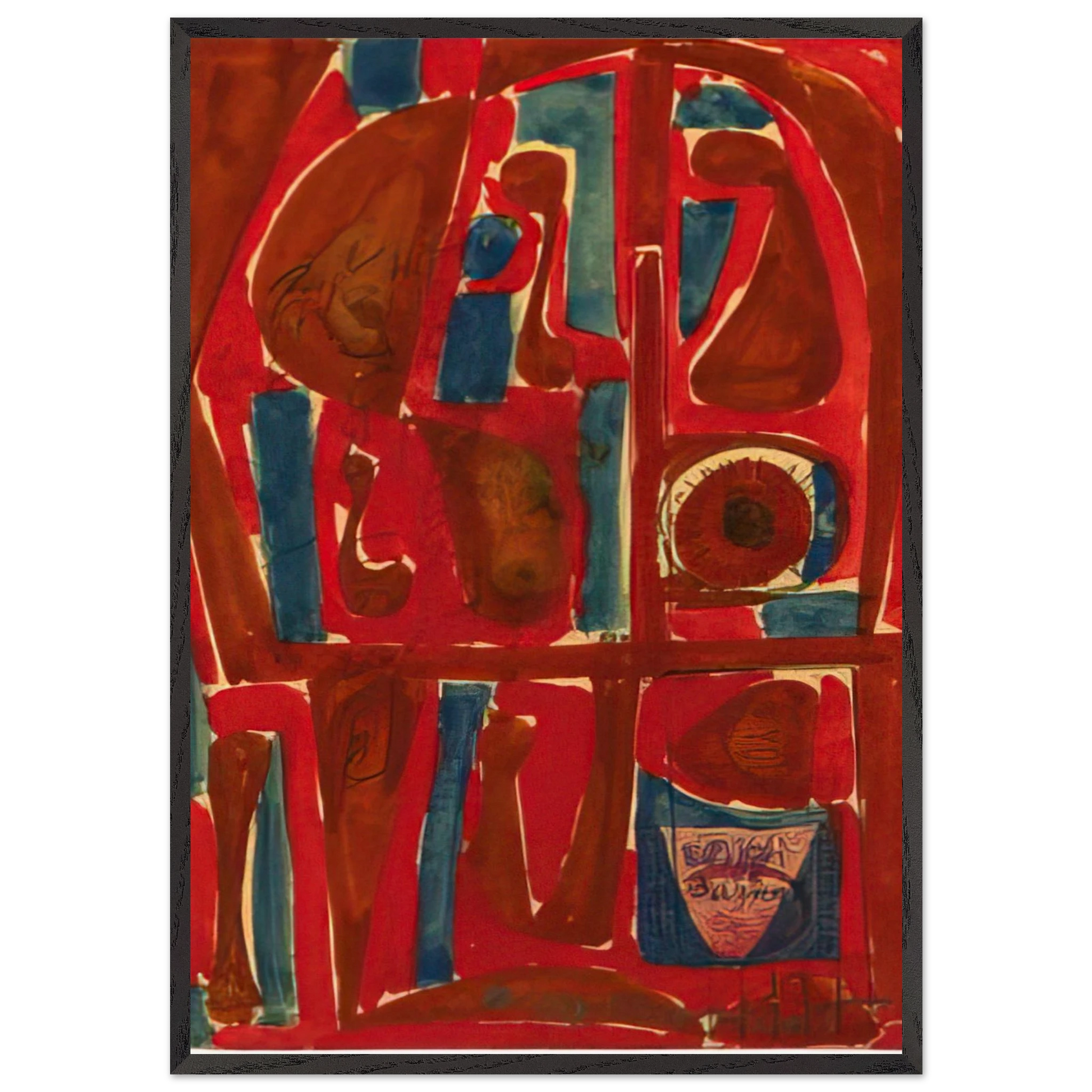 Untitled - c1958 United States - Will Barnet Framed Art Print – Black Wooden Frame - Default Title - -Framed Art Print