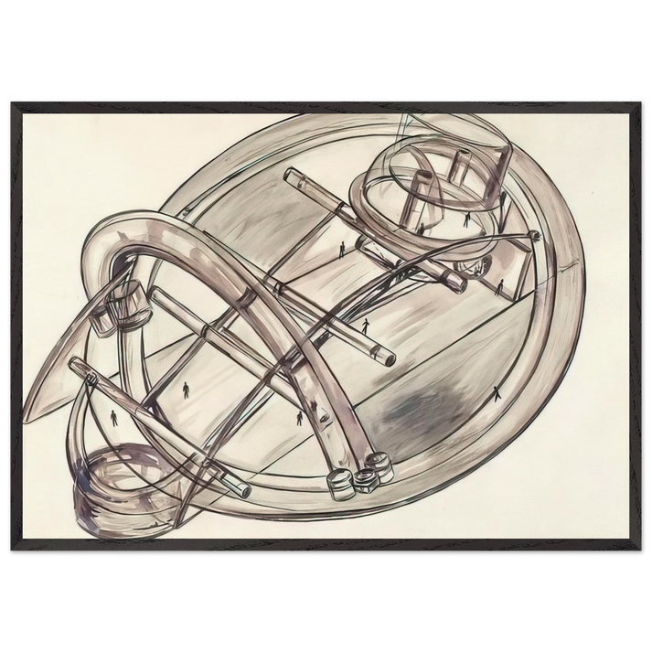 Untitled - 1972 N8 - Gyula Kosice 70x100 cm / 28x40 inches Framed Art Print – Black Wooden Frame