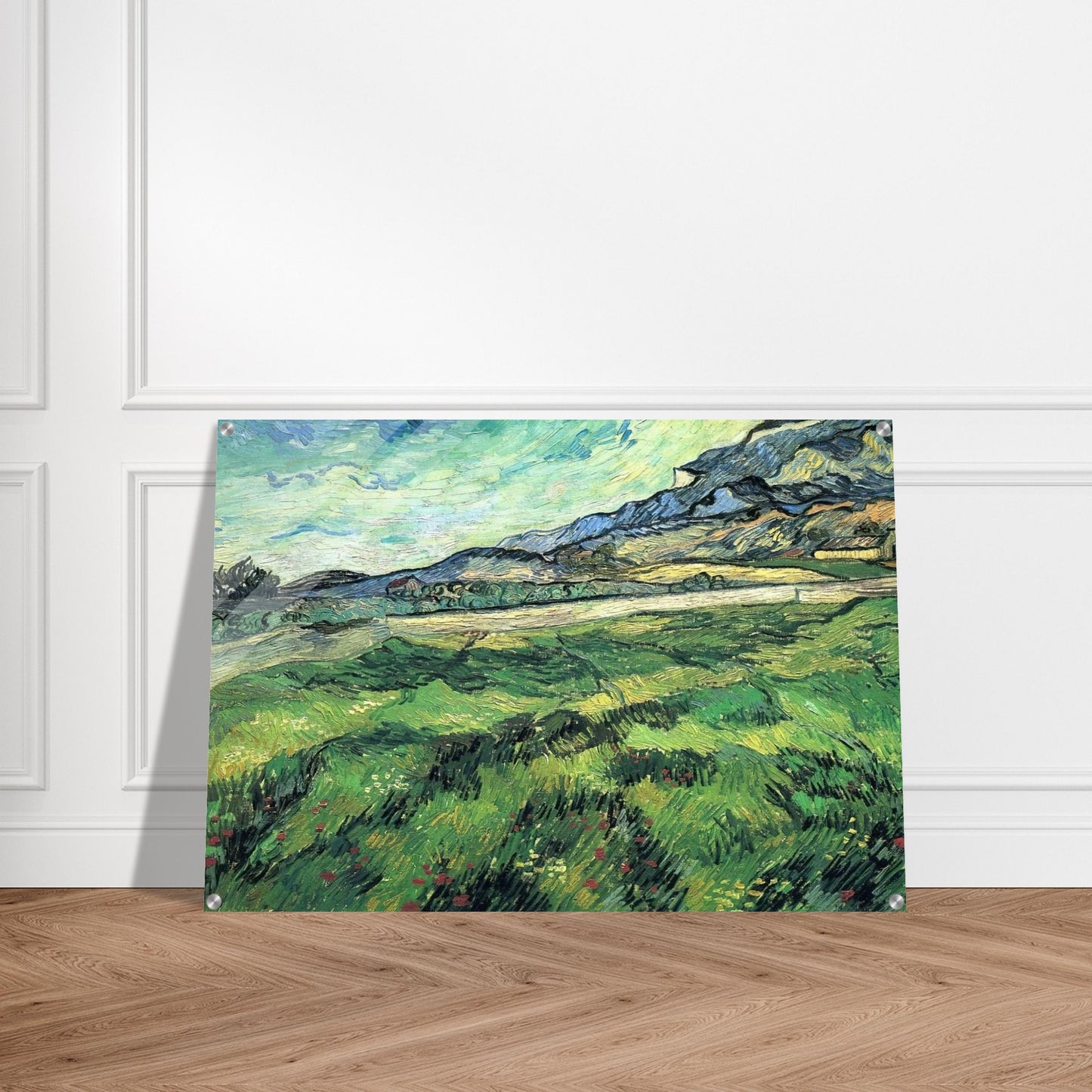 The Green Wheatfield behind the Asylum - Vincent van Gogh Acrylic Print - 70x100 cm / 28x40″ inches