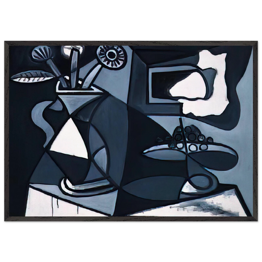 Vase with flowers N1 - Pablo Picasso 70x100 cm / 28x40 inches Framed Art Print – Black Wooden Frame