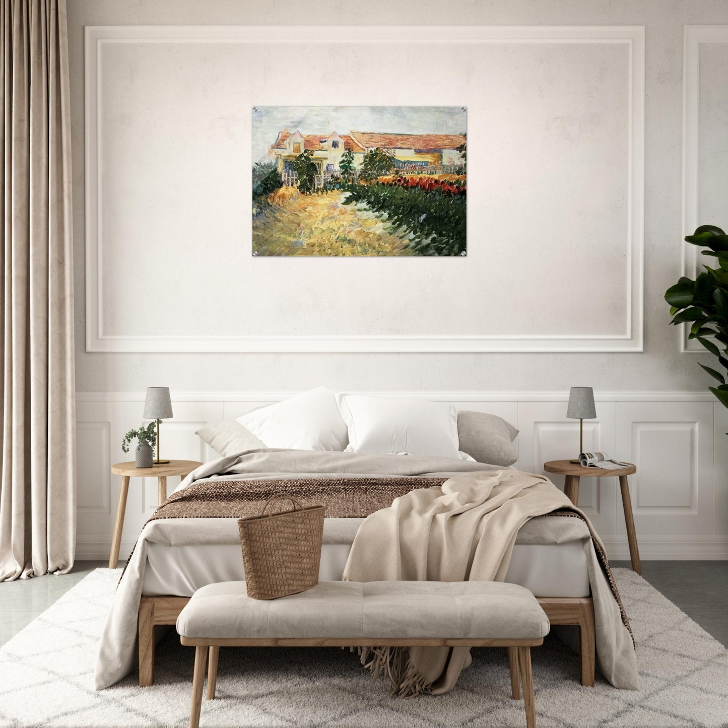 House with sunflowers - Vincent van Gogh Acrylic Print - 70x100 cm / 28x40″ inches