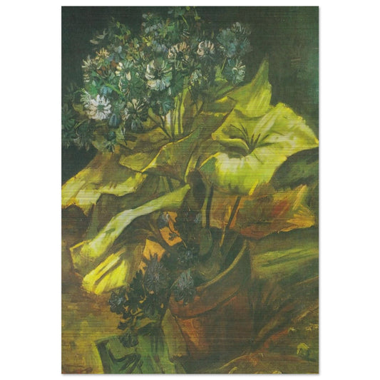Flower Pot with Asters - Vincent van Gogh Brushed Aluminum Print - 70x100 cm / 28x40 inches | Vincent van Gogh Aluminum Print | Vincent van Gogh Prints
