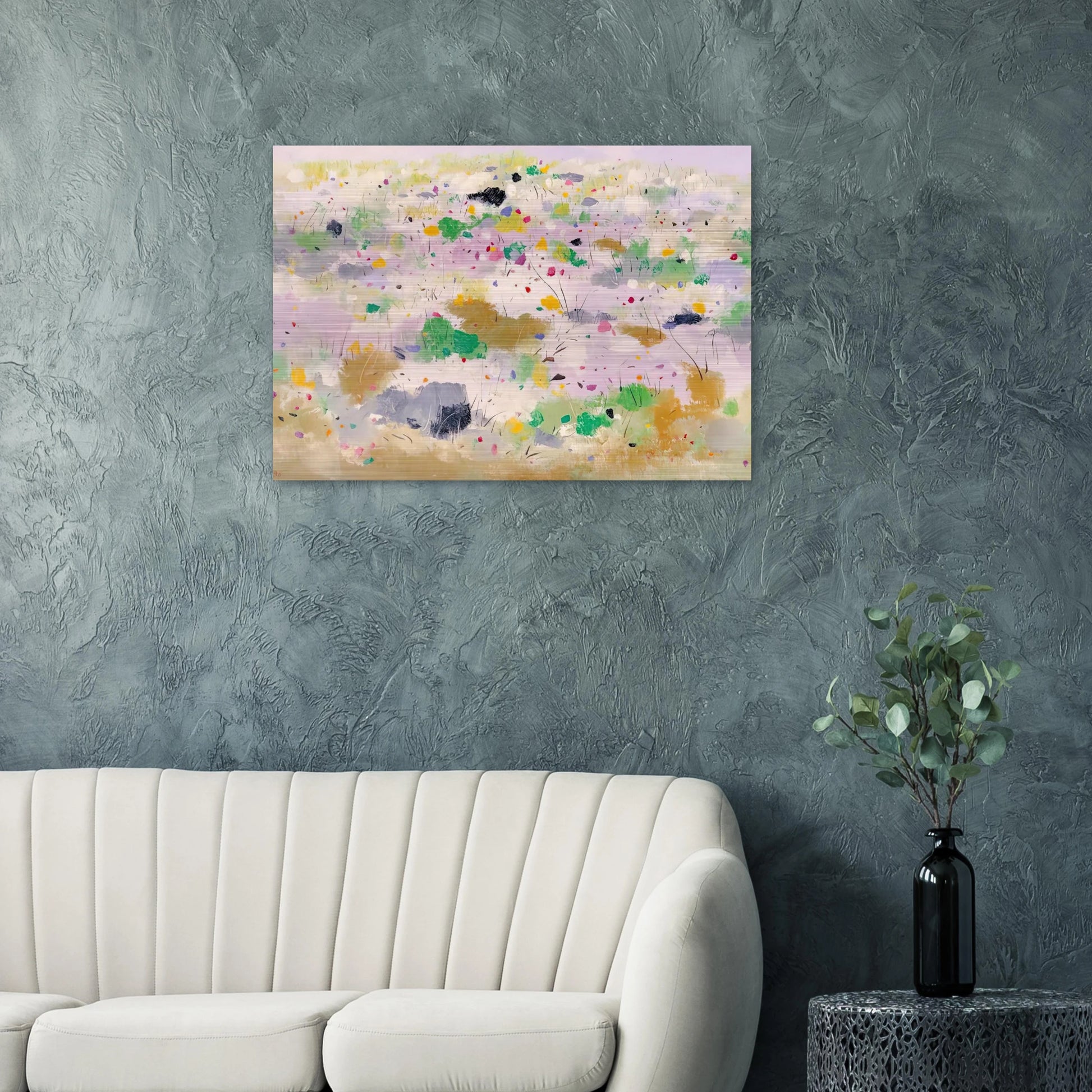 The Blooming Mountain - Abstract Expressionism, Ink and wash painting - Wu Guanzhong Brushed Aluminum Print - 70x100 cm / 28x40 inches | Wu Guanzhong Aluminum Print | Wu Guanzhong Prints