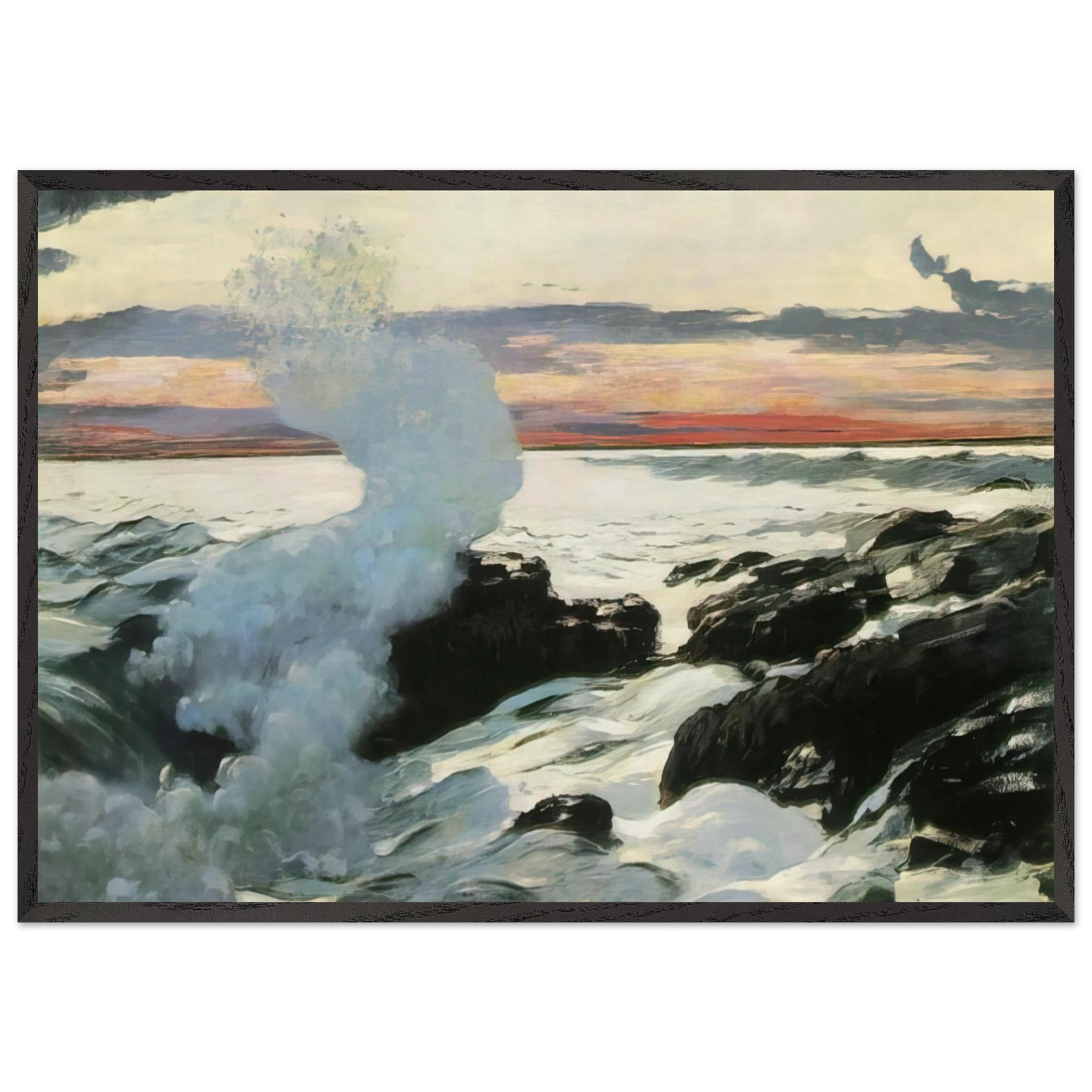 WEST POINT PROUT S NECK - Winslow Homer Framed Art Print – Black Wooden Frame - Default Title - -Framed Art Print