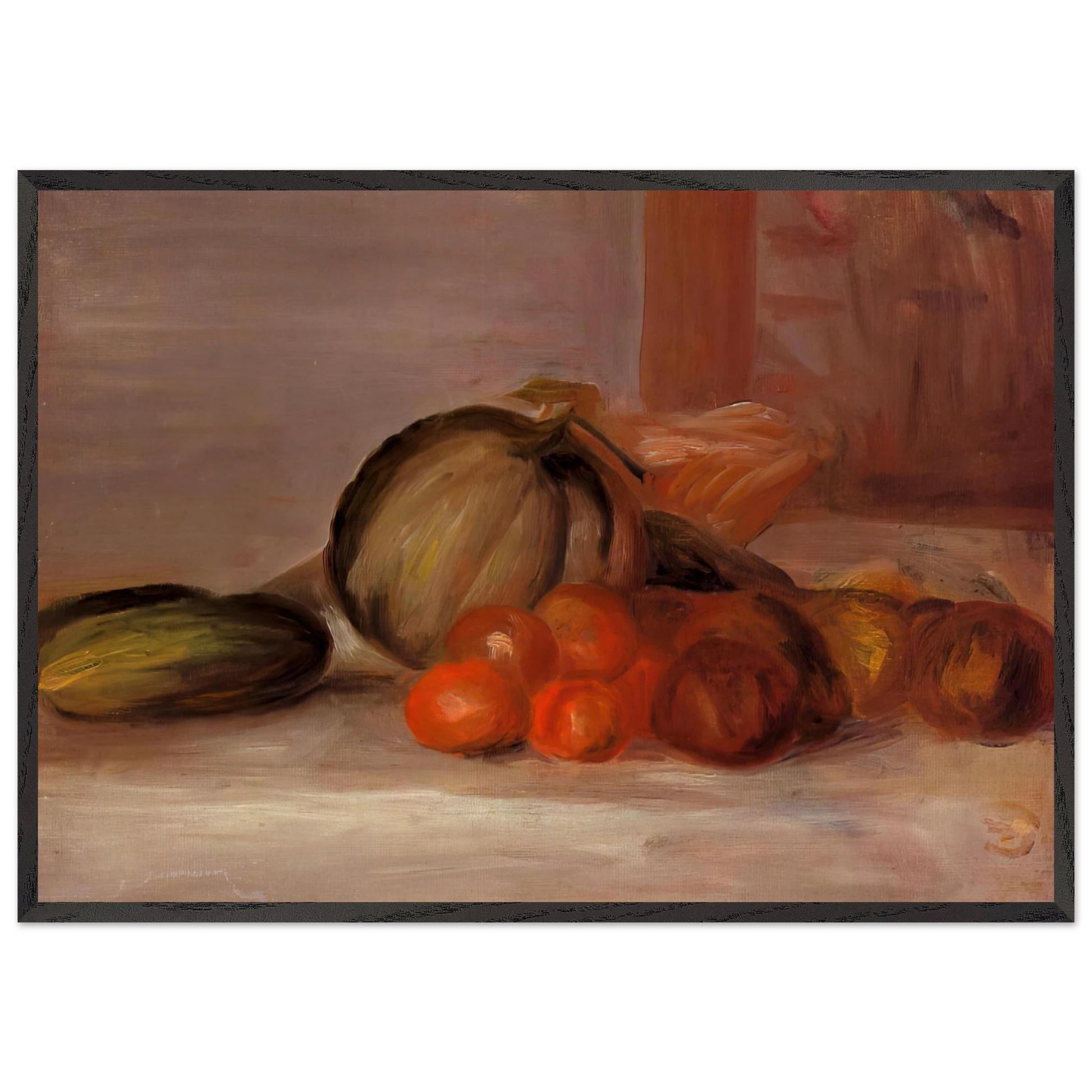 Still Life with Melon N2 - Pierre-Auguste Renoir Framed Art Print – Black Wooden Frame - Default Title - -Framed Art Print