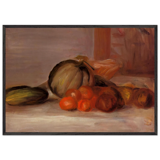 Still Life with Melon N2 - Pierre-Auguste Renoir 70x100 cm / 28x40 inches Framed Art Print – Black Wooden Frame