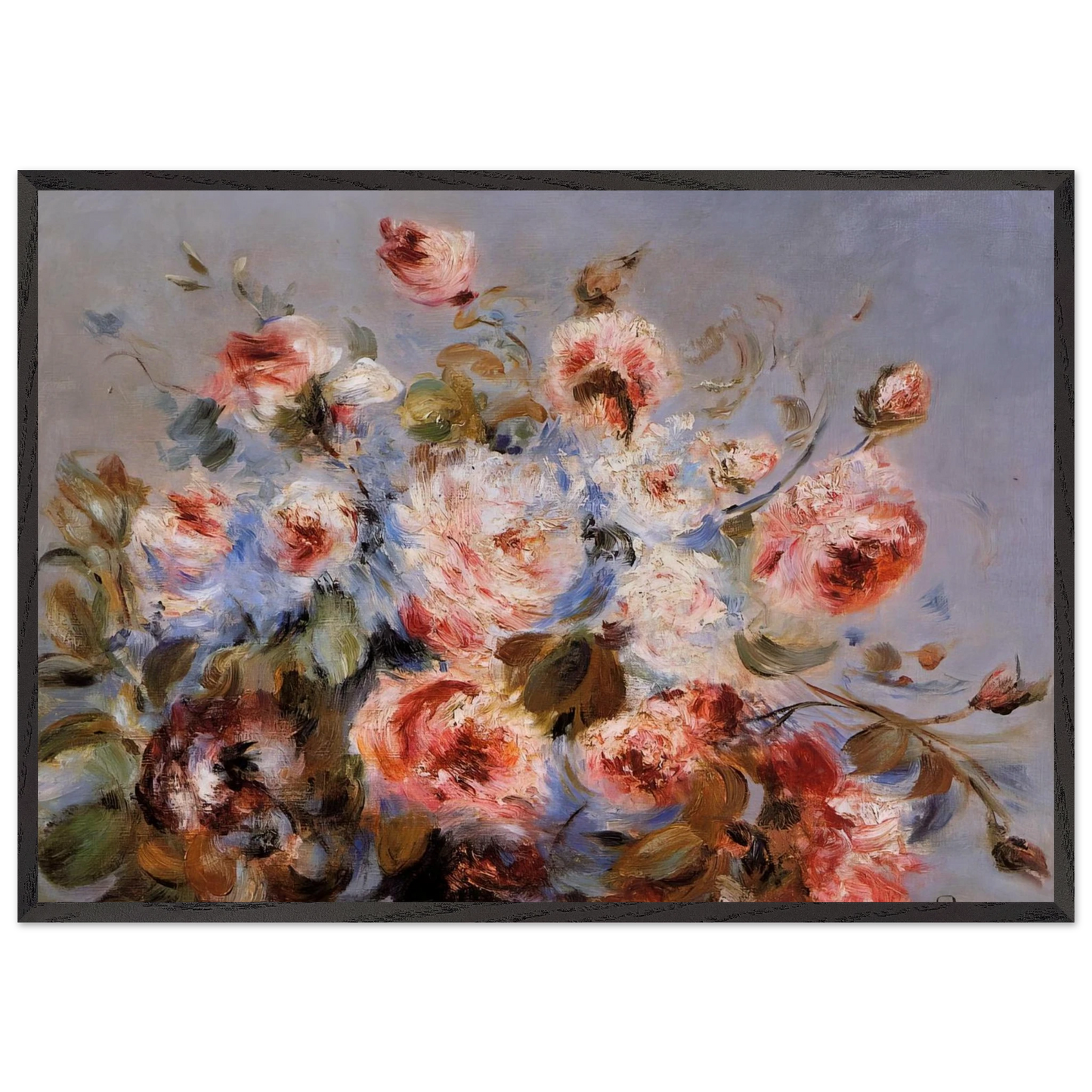 Roses from Wargemont - Pierre-Auguste Renoir Framed Art Print – Black Wooden Frame - Default Title - -Framed Art Print