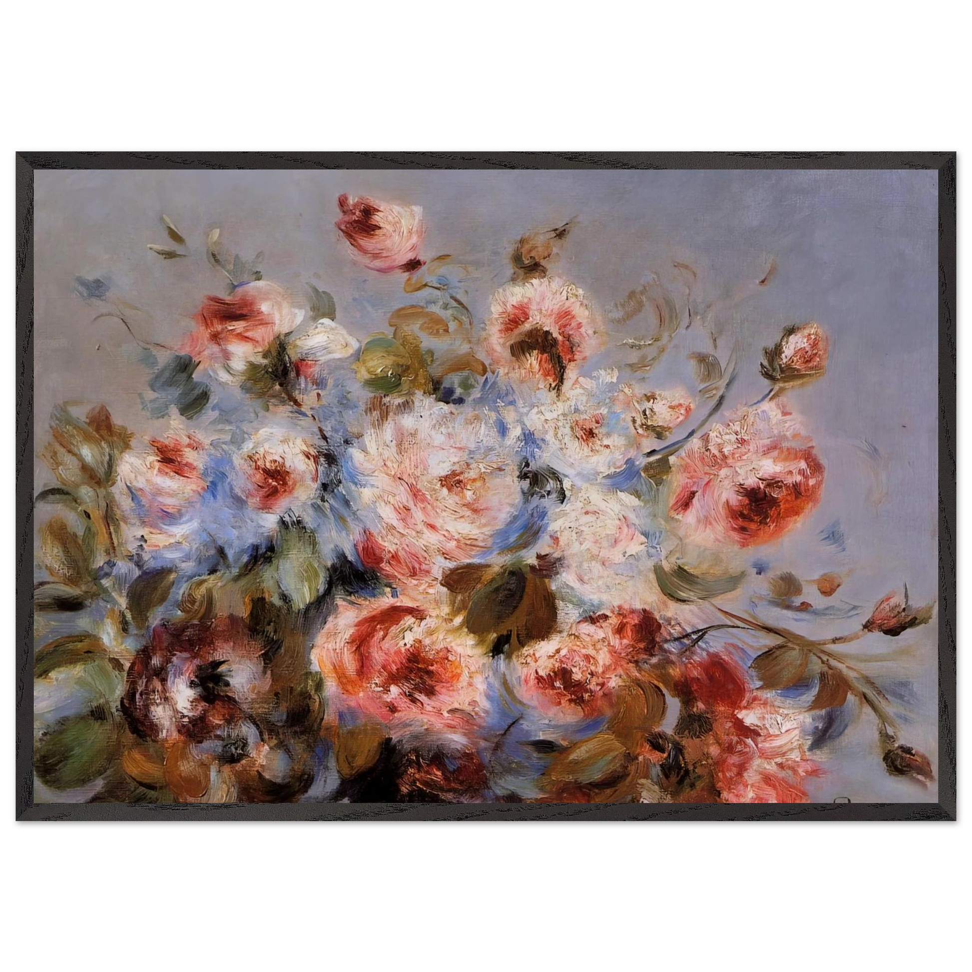 Roses from Wargemont - Pierre-Auguste Renoir Framed Art Print – Black Wooden Frame - Default Title - -Framed Art Print