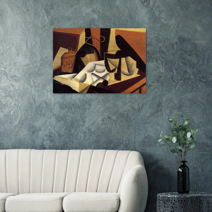 STILL LIFE WITH WHITE TABLECLOTH 1916 - Juan Gris Brushed Aluminum Print - 70x100 cm / 28x40 inches | Juan Gris Aluminum Print | Juan Gris Prints