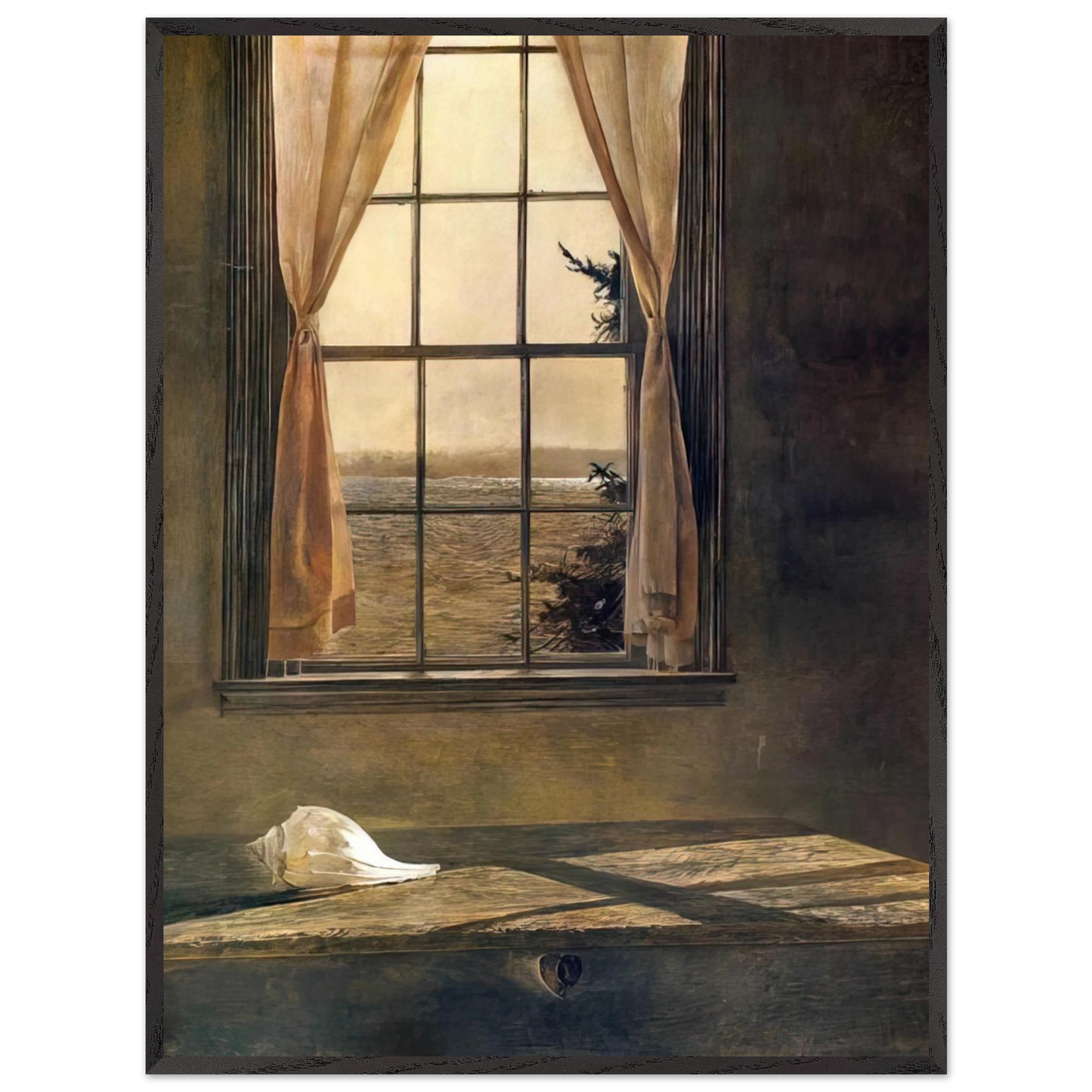 Andrew Wyeth - HER ROOM Wall Art - 21x29.7 cm / 8x12" - Premium Wooden Framed Poster With Fine Art Paper - Wood frame