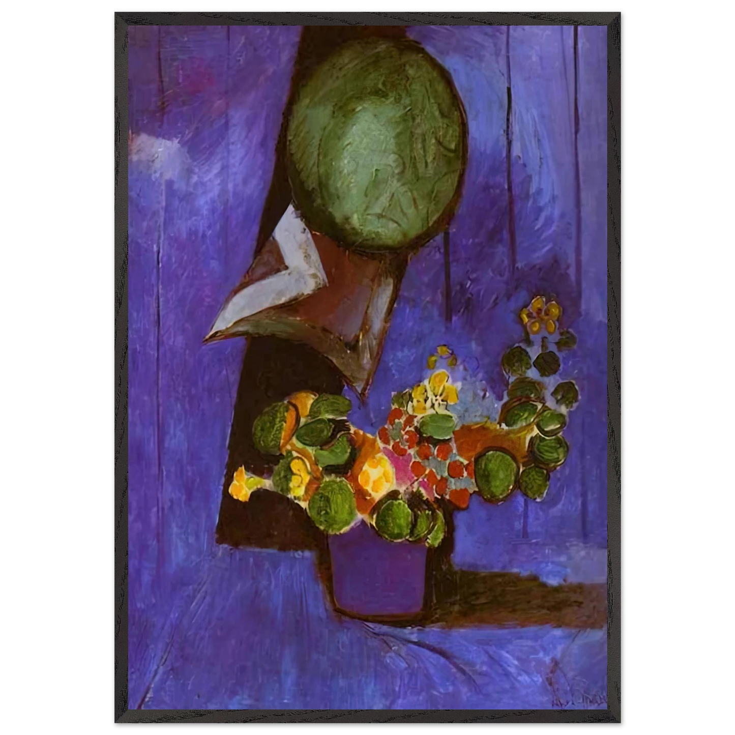 FLOWERS AND CERAMIC PLATE - Henri Matisse Framed Art Print – Black Wooden Frame - Default Title - -Framed Art Print