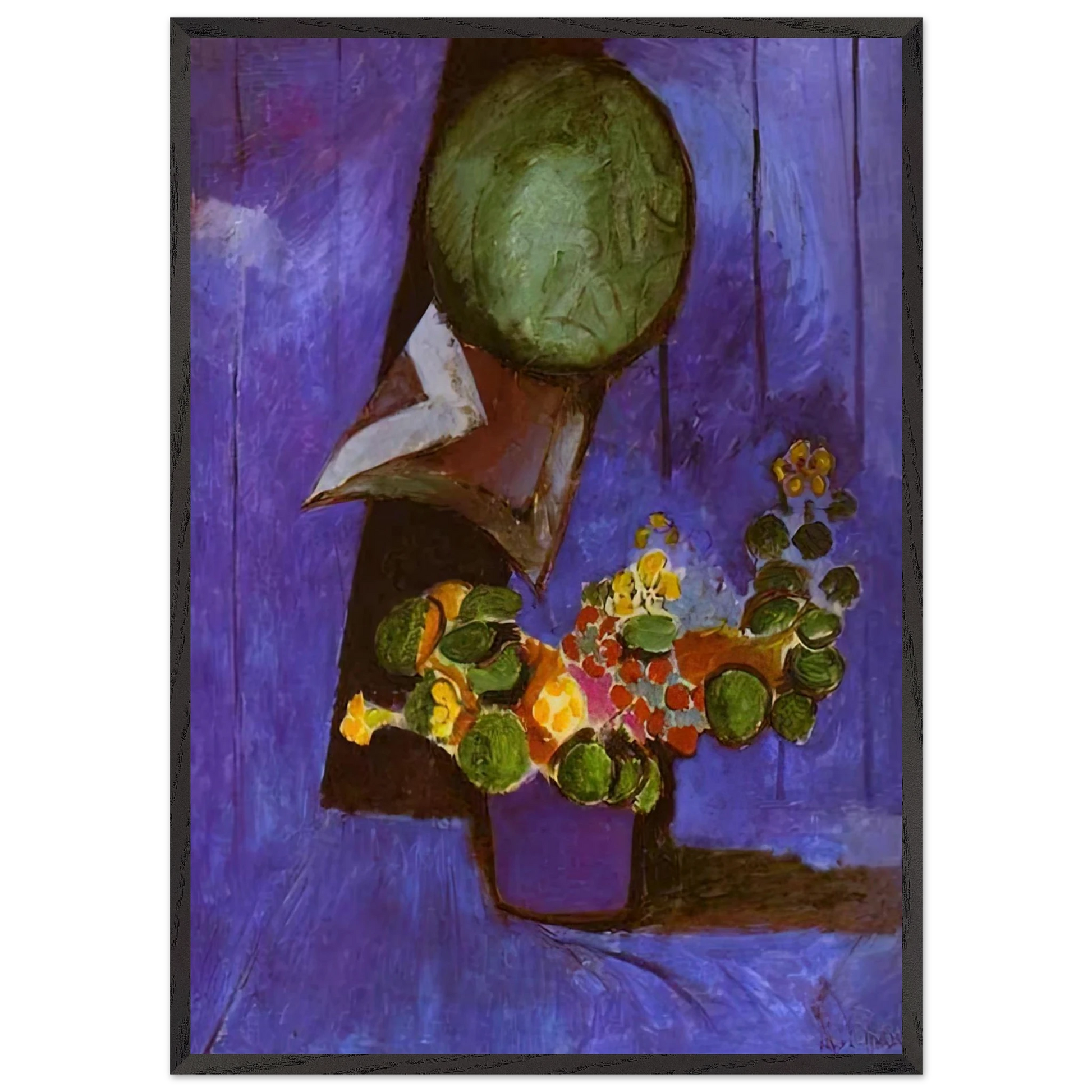FLOWERS AND CERAMIC PLATE - Henri Matisse Framed Art Print – Black Wooden Frame - Default Title - -Framed Art Print