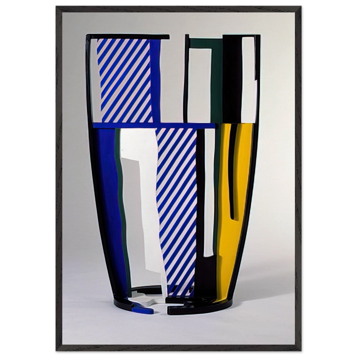 GLASS IV 1977 - Roy Lichtenstein 70x100 cm / 28x40 inches Framed Art Print – Black Wooden Frame