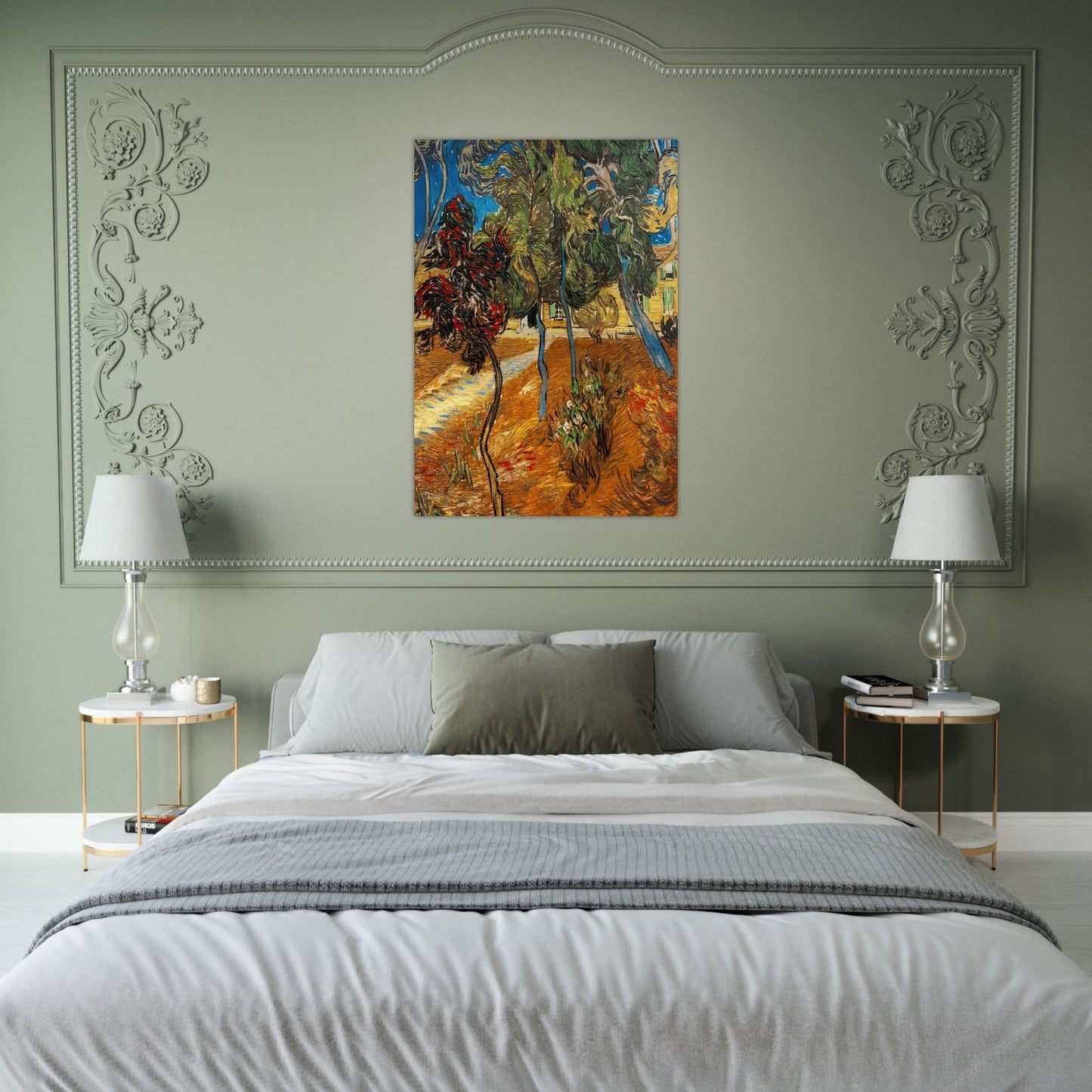 Trees in the Asylum Garden - Vincent van Gogh Brushed Aluminum Print - 70x100 cm / 28x40 inches | Vincent van Gogh Aluminum Print | Vincent van Gogh Prints