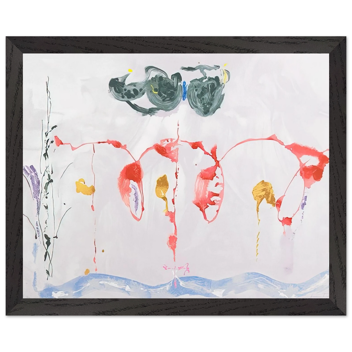 Helen Frankenthaler - Aerie - 2009 Wall art - 70x100 cm / 28x40 inches - Premium Wooden Framed Poster With Fine Art Paper - White frame