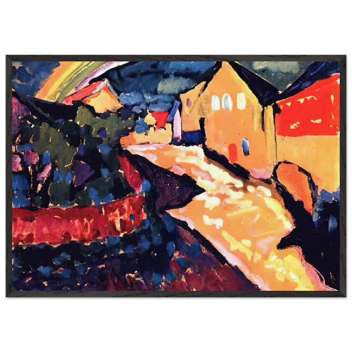 MURNAU WITH RAINBOW 1909 - Wassily Kandinsky 70x100 cm / 28x40 inches Framed Art Print – Black Wooden Frame