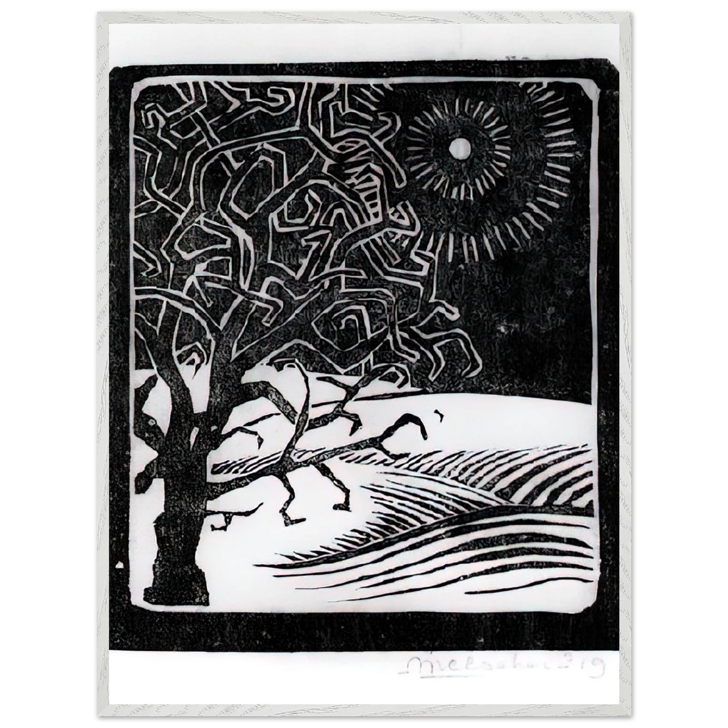 MC Escher - THE BORGER OAK Wall Art - 60x80 cm / 24x32 inches - Fine Art Poster - -