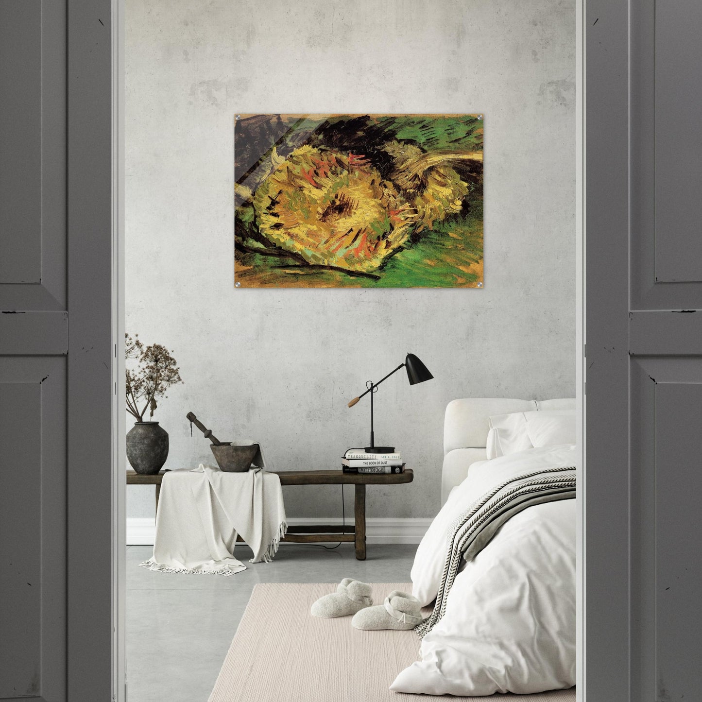 Two Cut Sunflowers - Vincent van Gogh Acrylic Print - 70x100 cm / 28x40″ inches