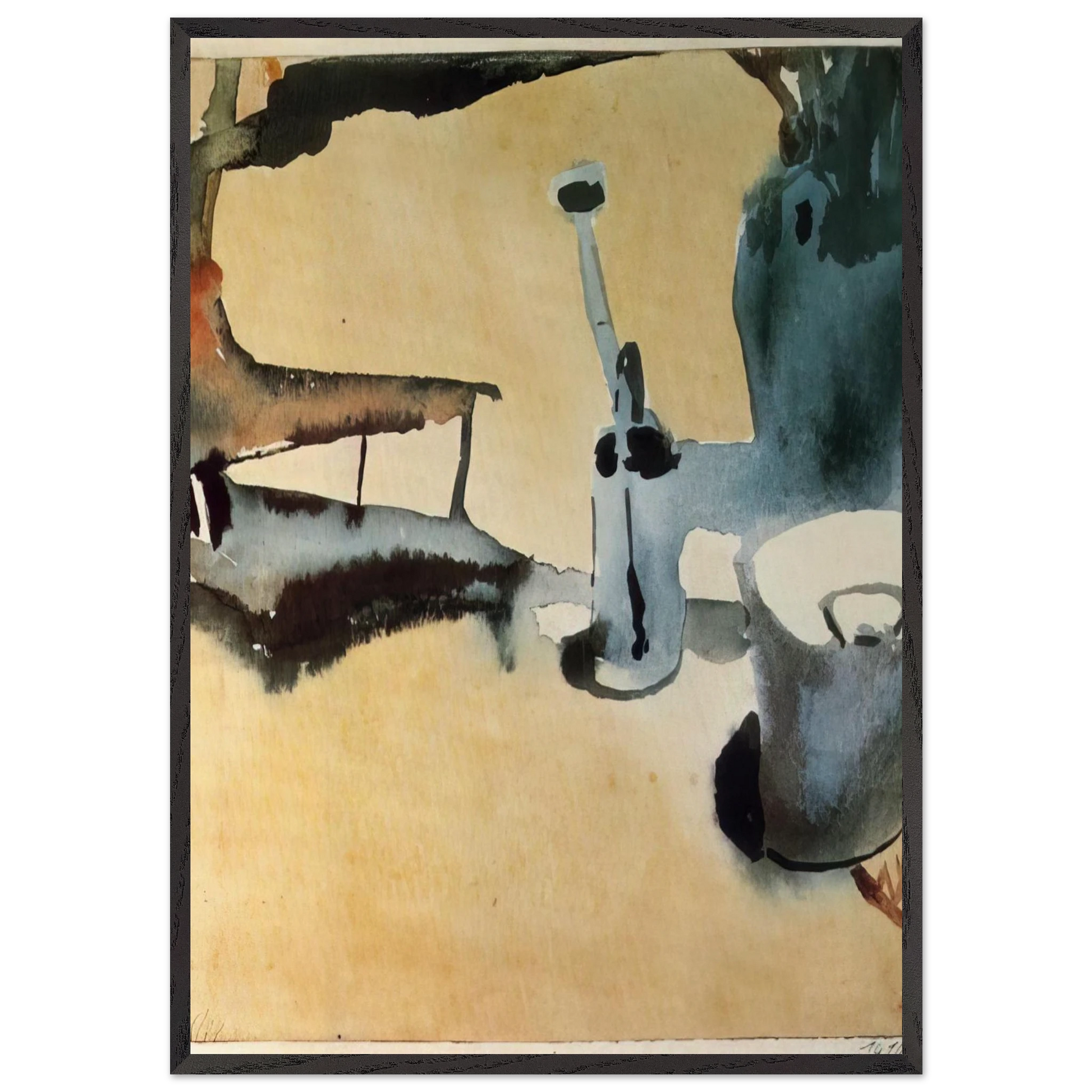 FLOWER STAND WITH WATERING CAN AND BUCKET 1910 - Paul Klee Framed Art Print – Black Wooden Frame - Default Title - -Framed Art Print