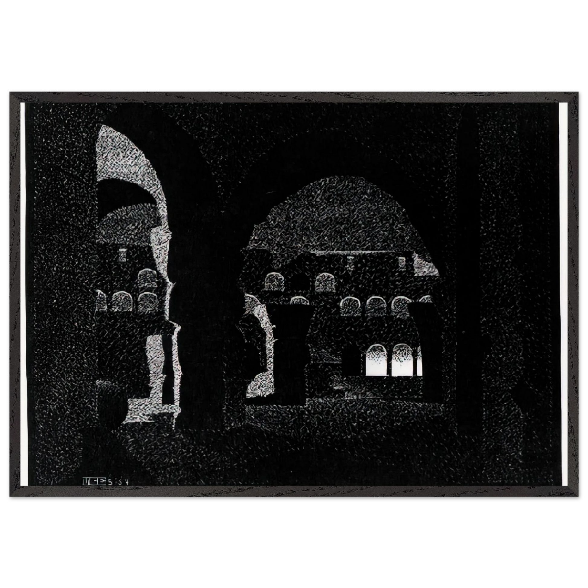 NOCTURNAL ROME COLOSSEUM - MC Escher Framed Art Print – Black Wooden Frame - Default Title - -Framed Art Print