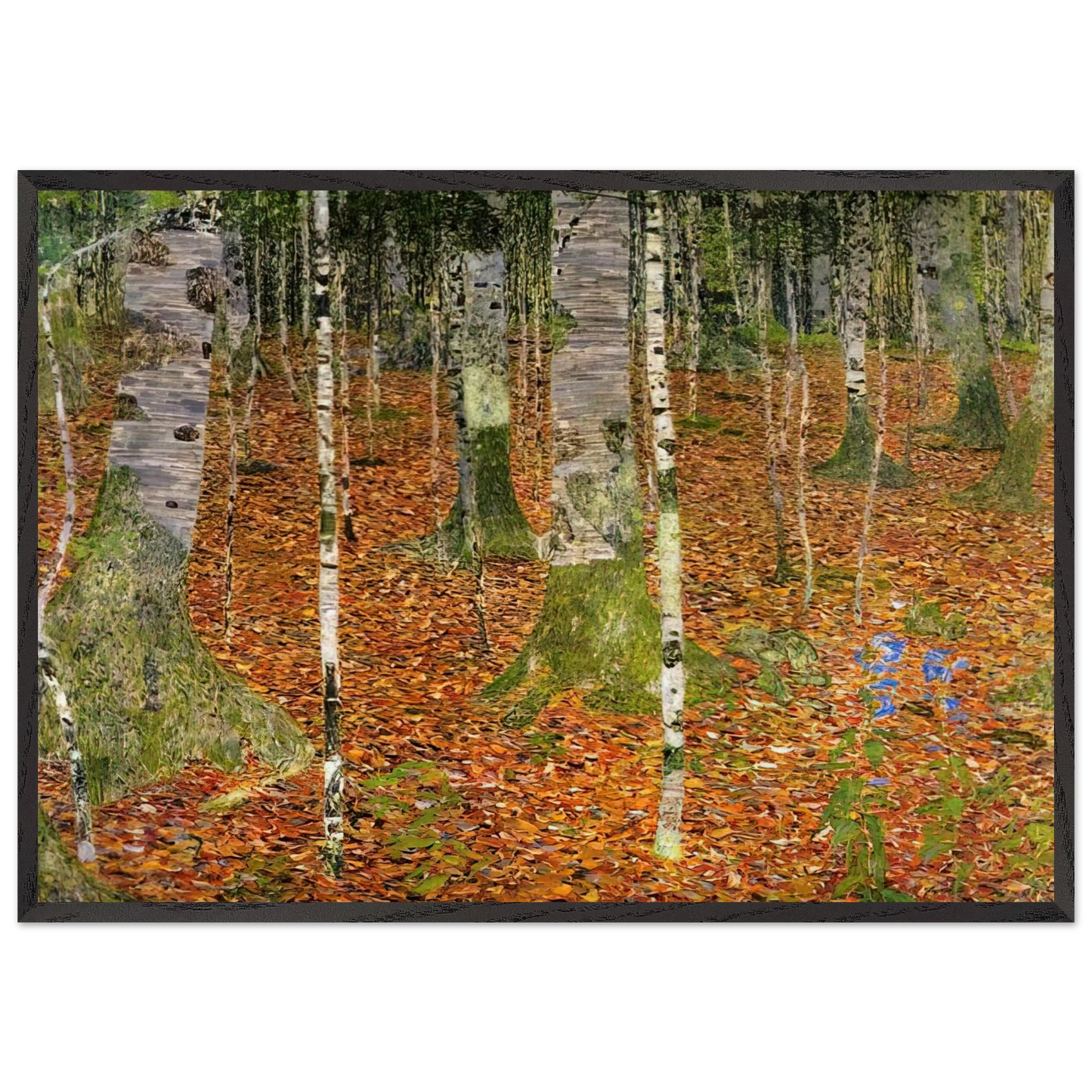 FARMHOUSE WITH BIRCH TREES 1903 - Gustav Klimt Framed Art Print – Black Wooden Frame - Default Title - -Framed Art Print