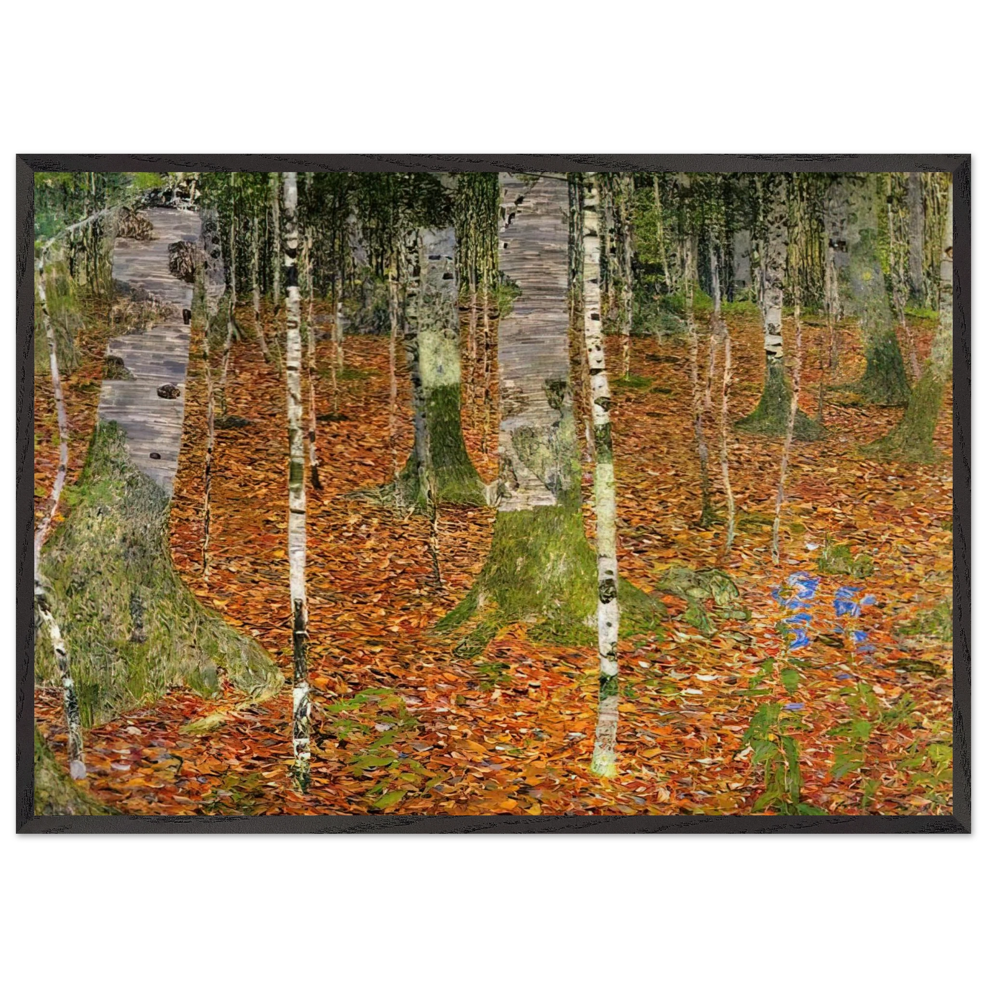 FARMHOUSE WITH BIRCH TREES 1903 - Gustav Klimt Framed Art Print – Black Wooden Frame - Default Title - -Framed Art Print