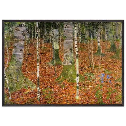 FARMHOUSE WITH BIRCH TREES 1903 - Gustav Klimt Framed Art Print – Black Wooden Frame - Default Title - -Framed Art Print