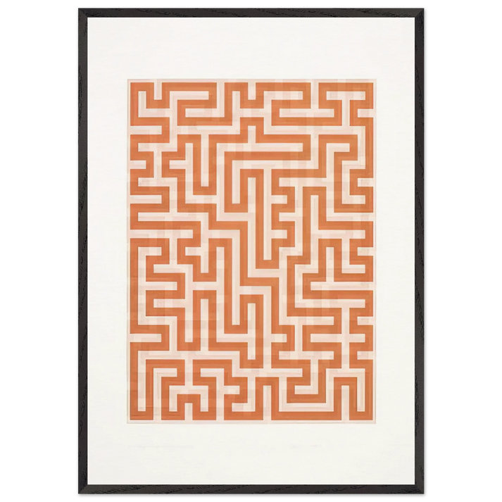 RED MEANDER II 1971 - Anni Albers 70x100 cm / 28x40 inches Framed Art Print – Black Wooden Frame