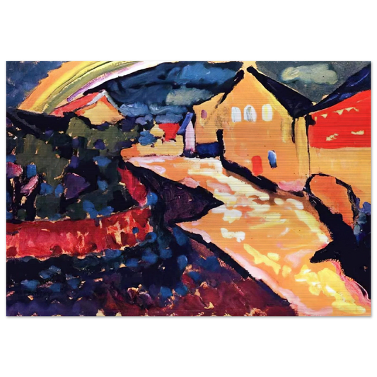 MURNAU WITH RAINBOW 1909 - Wassily Kandinsky Brushed Aluminum Print - 70x100 cm / 28x40 inches | Wassily Kandinsky Aluminum Print | Wassily Kandinsky Prints