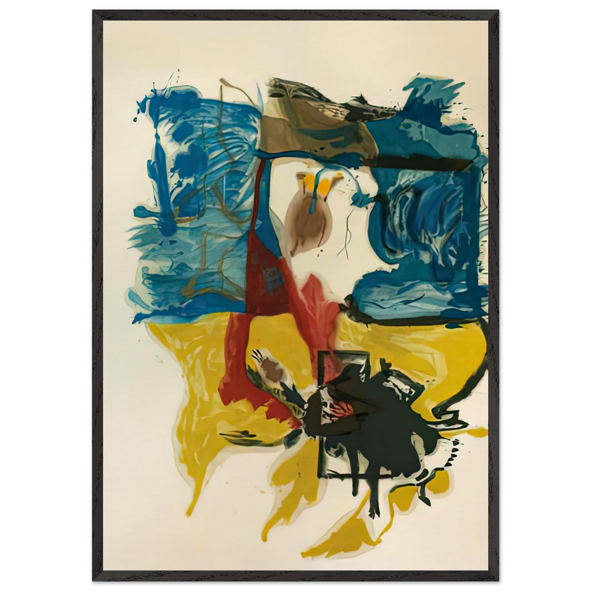 Beach Scene 1961- - Helen Frankenthaler 70x100 cm / 28x40 inches Framed Art Print – Black Wooden Frame