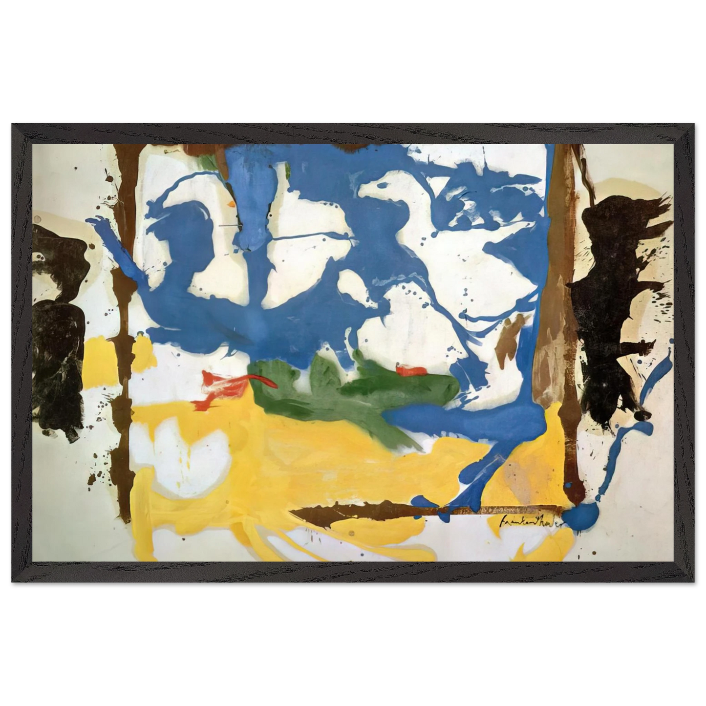 Helen Frankenthaler - Swan Lake #2 - 1961 Wall art - 28x43  cm / XL (11x17 inches) - Premium Wooden Framed Poster With Fine Art Paper - Wood frame