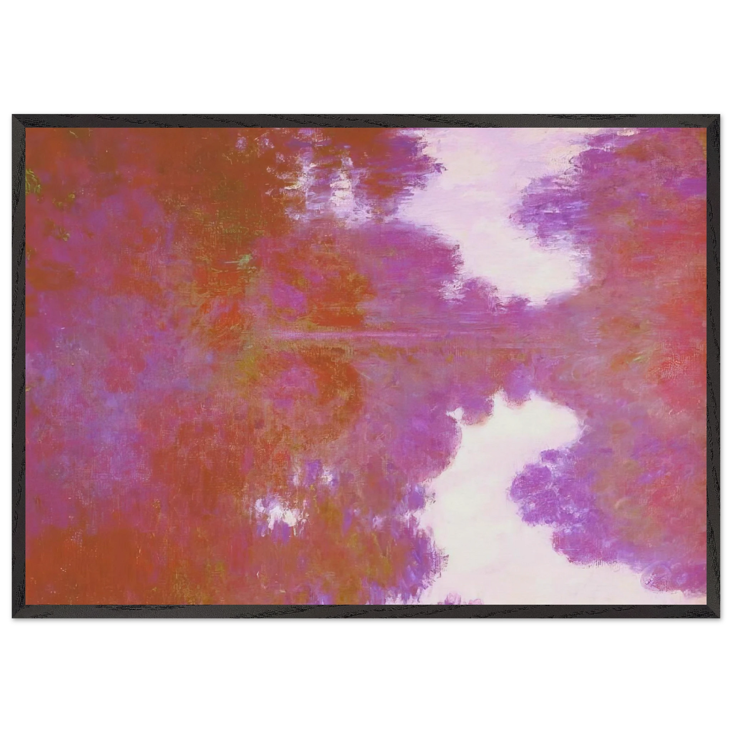 Misty Morning on the Seine Mauve - claude monet Framed Art Print – Black Wooden Frame - Default Title - -Framed Art Print