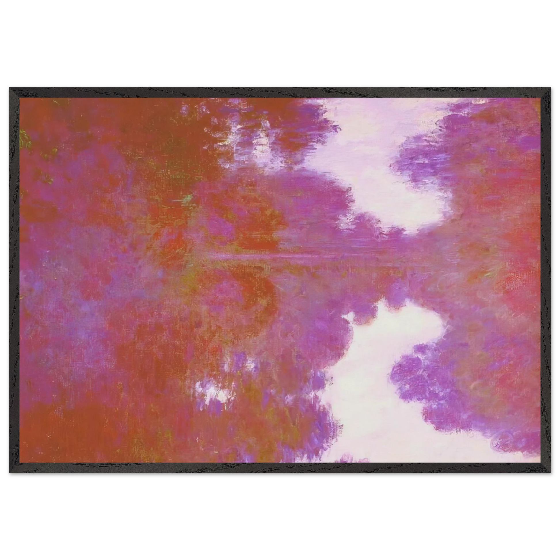 Misty Morning on the Seine Mauve - claude monet Framed Art Print – Black Wooden Frame - Default Title - -Framed Art Print