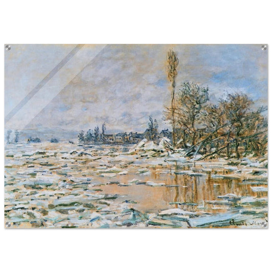 Breakup of Ice, Lavacourt, Grey Weather - claude monet Acrylic Print - 70x100 cm / 28x40″ inches | claude monet Wall Art | claude monet Prints